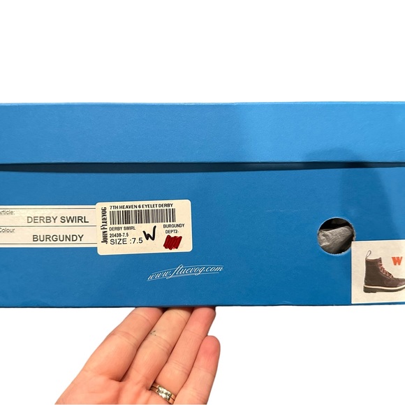 john Fluevog 7th Heaven 6 eyelet derby swirl boots burgundy size 7.5! - Picture 14 of 14